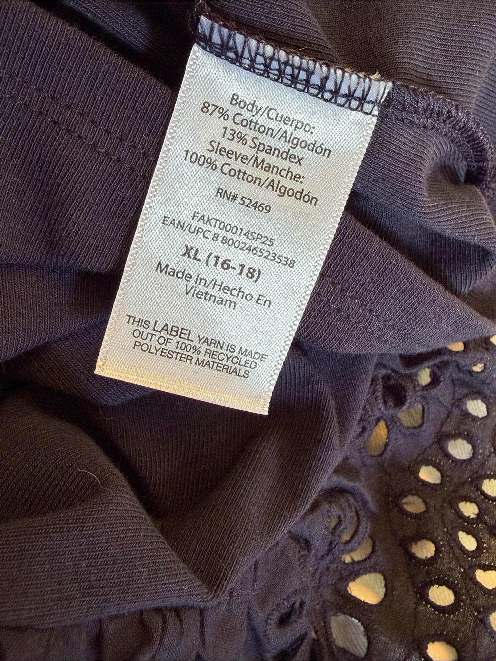 Free Assembly Navy Eyelet Ruffle Tank - Picture 6 of 6
